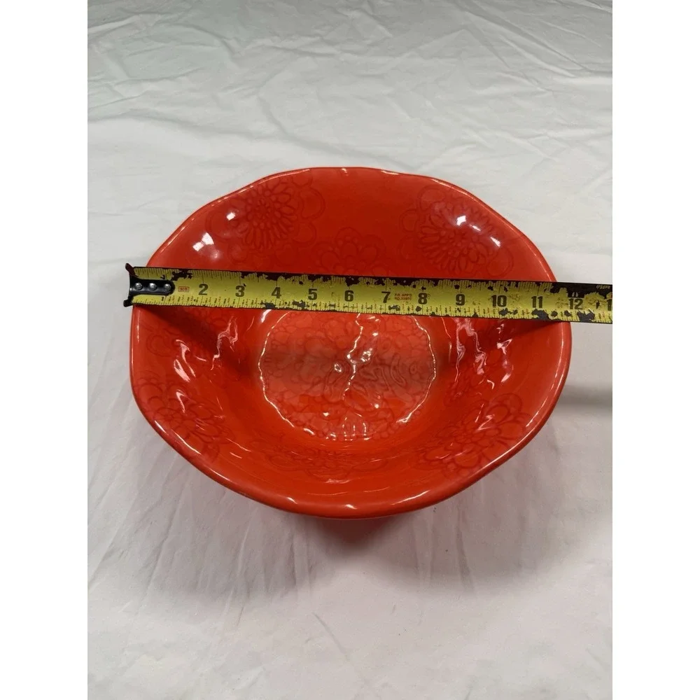 12 In Red Melamine Bowl For Decoration Or‎ Parties Dishwasher Safe Flower Design